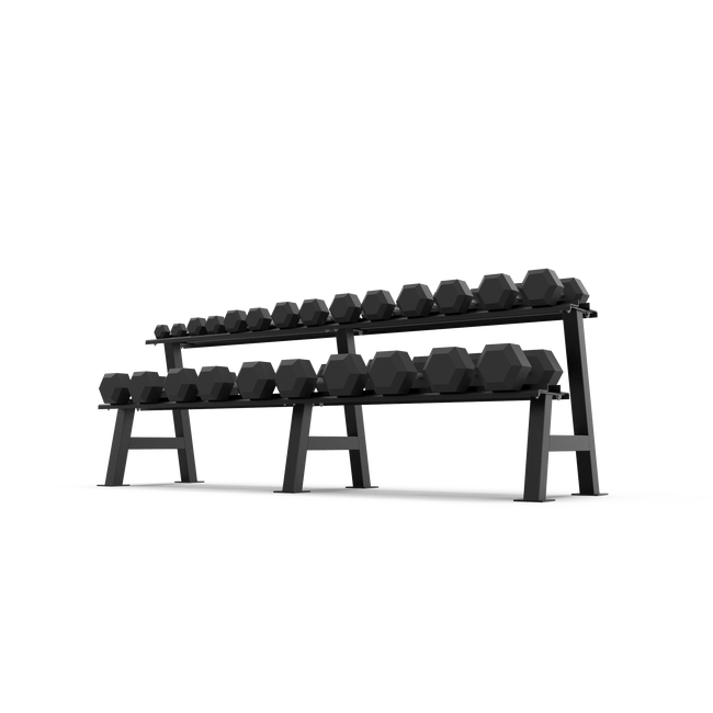 2 Tier Hex Dumbbell Rack with 2.5-30kg Hex Dumbbell Set