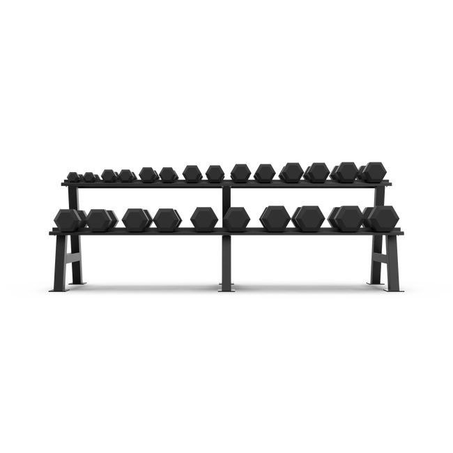 2 Tier Hex Dumbbell Rack with 2.5-30kg Hex Dumbbell Set