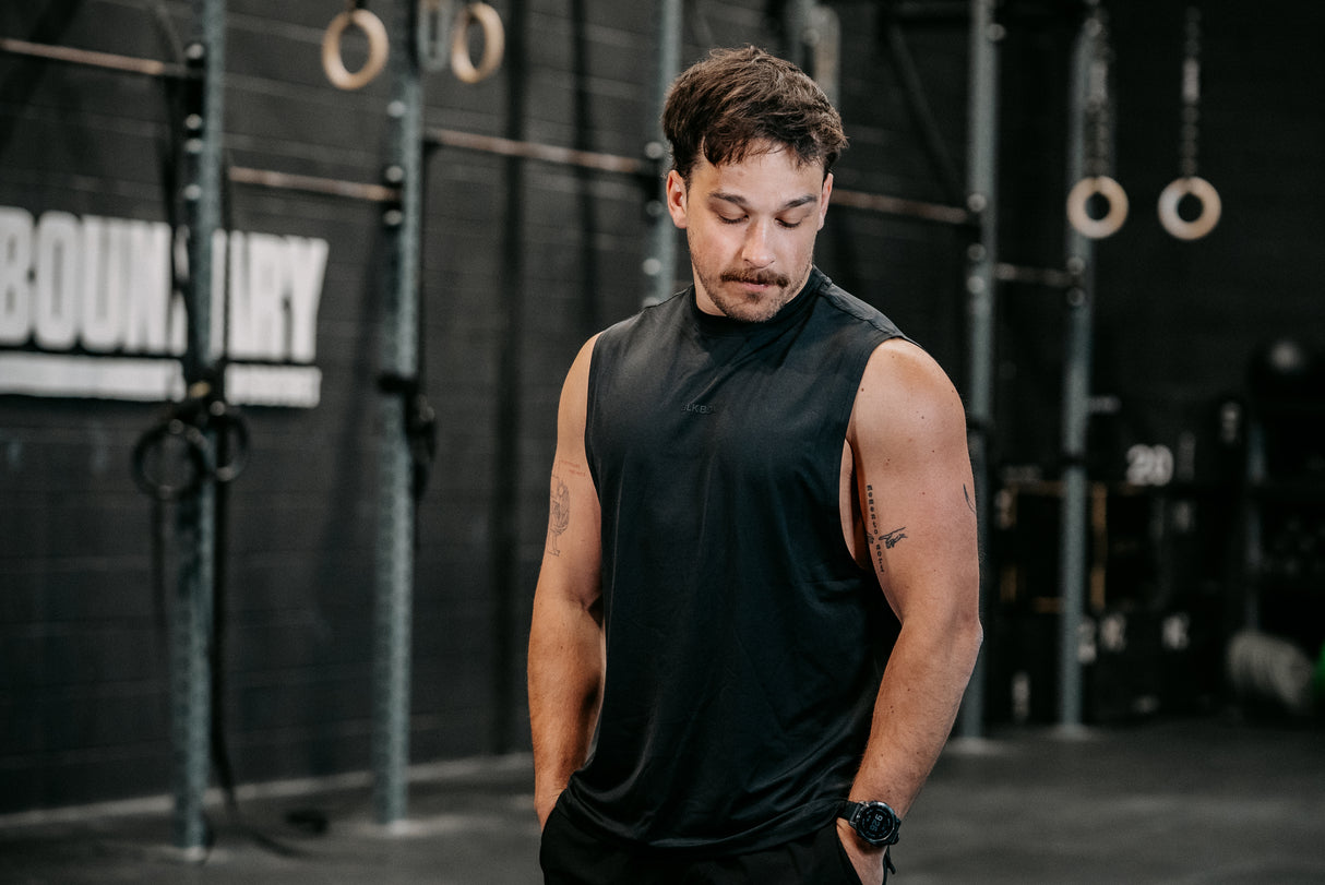 Black Sleeveless Workout Tee