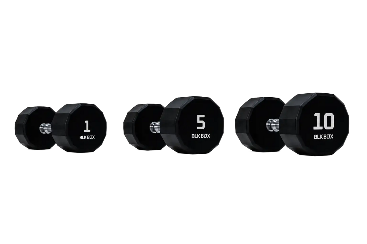 BLK BOX 12 Sided Urethane Dumbbell Set - (1-10kg) (10 pairs)