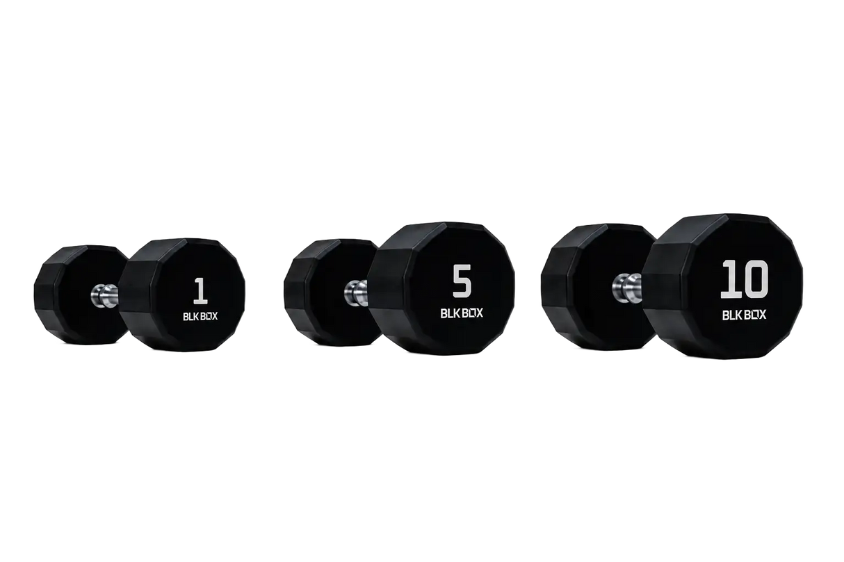 BLK BOX 12 Sided Urethane Dumbbell Set - (1-10kg) (10 pairs)