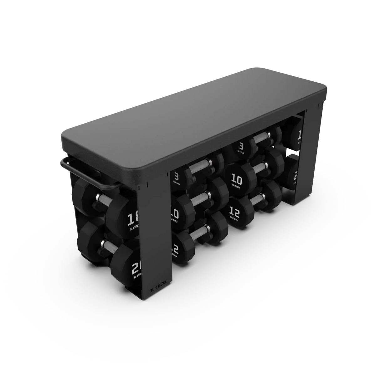 BLK BOX Fit Bench top with dumbbell storage