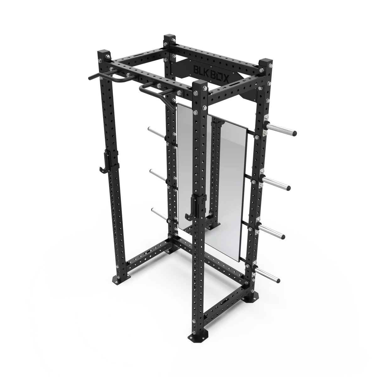 BLK BOX Mirror Attachment with Brackets above rack angle