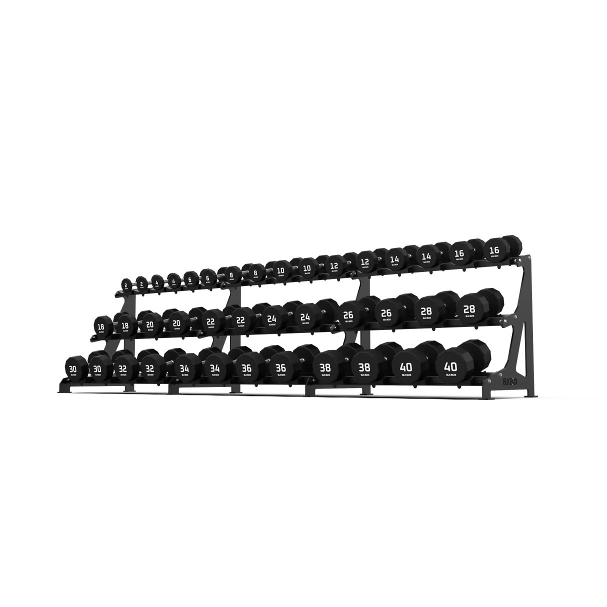 BLK BOX Premium 3 Tier Dumbbell Rack 40kg angle