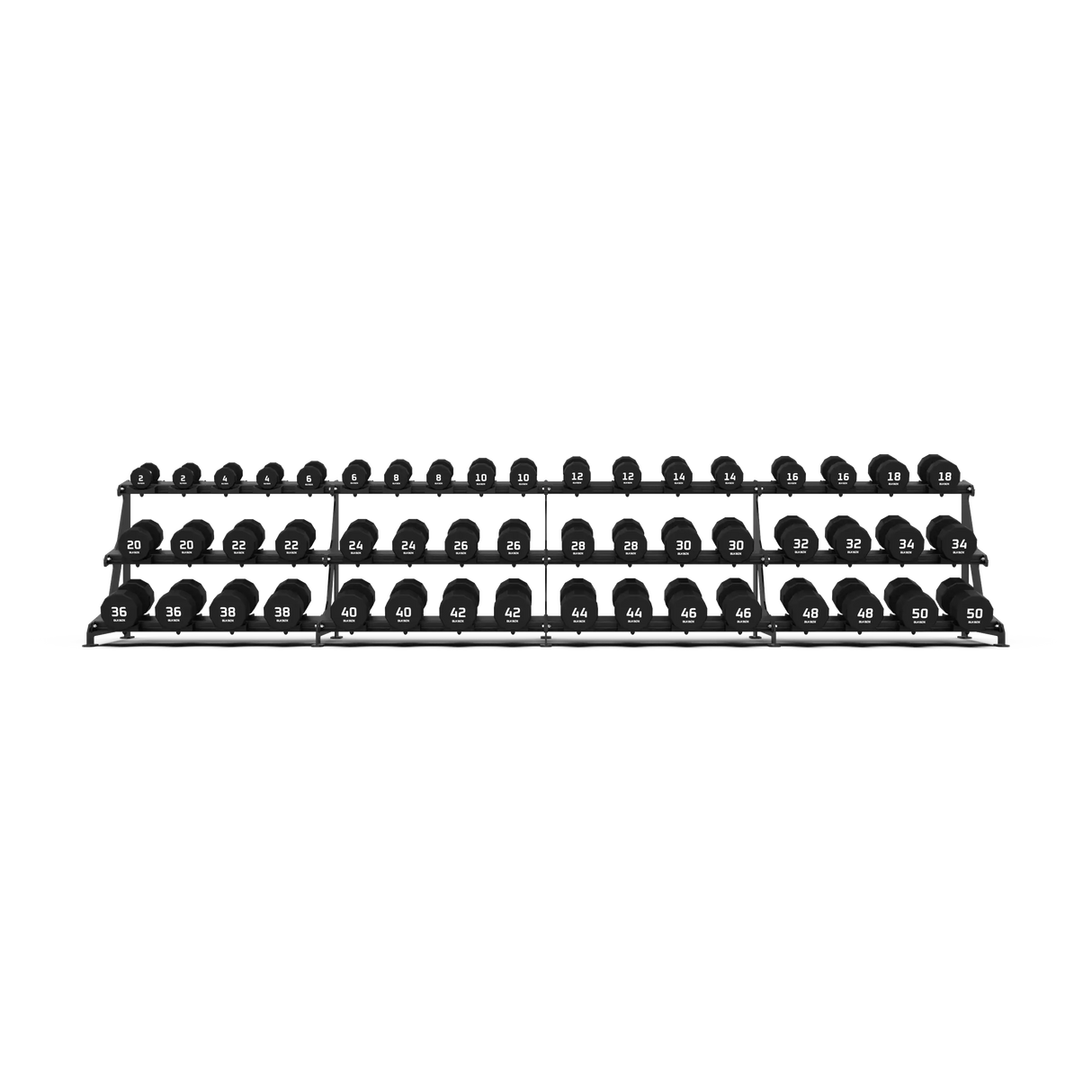BLK BOX Premium 3 Tier Dumbbell Rack 50kg front angle