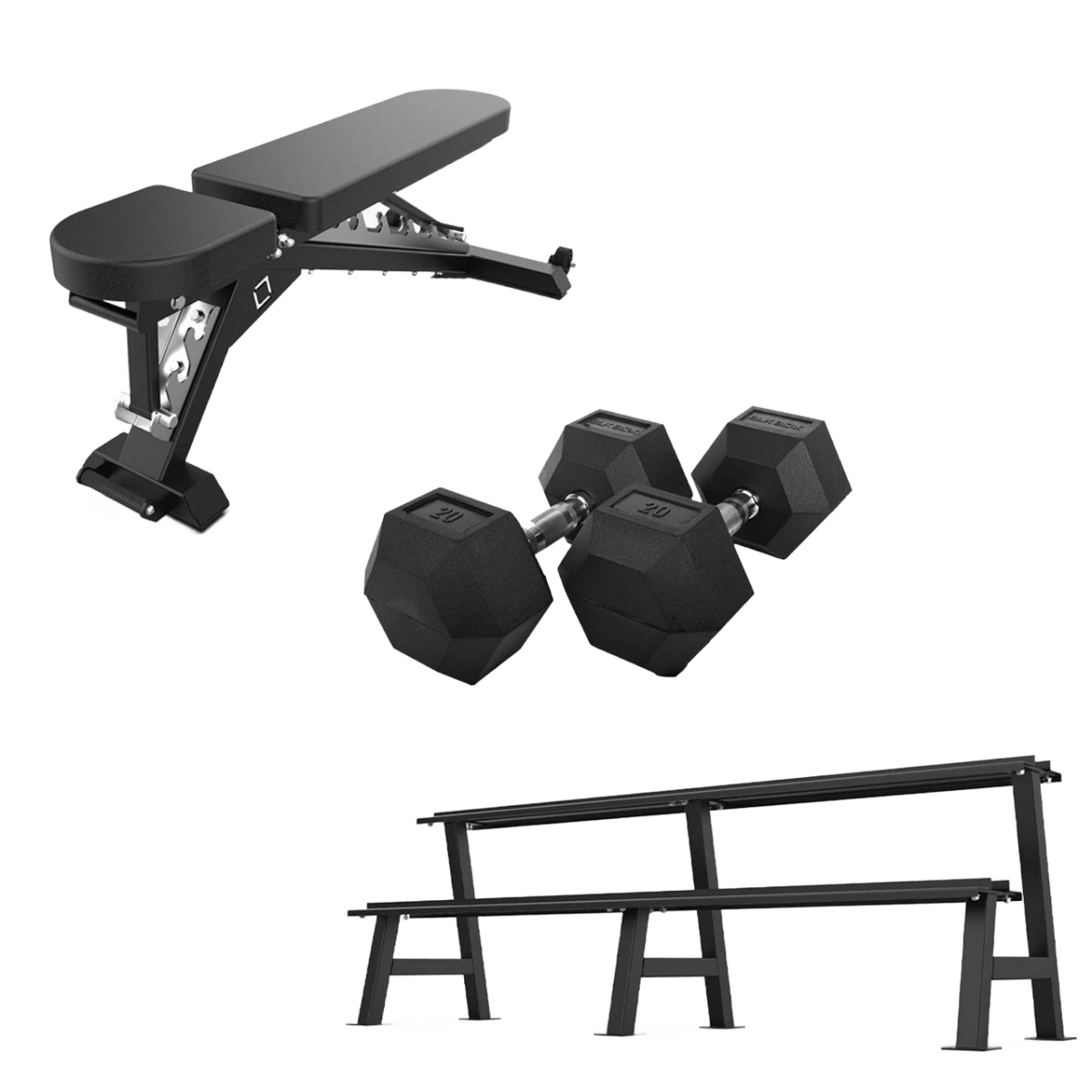 Adjustable Bench & Hex Dumbbell Set | BLK BOX