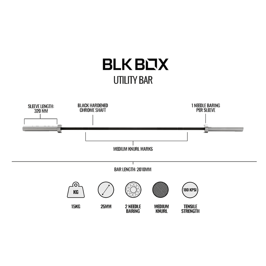 BLK BOX Utility Bar 15kg Olympic Barbell – BLK BOX