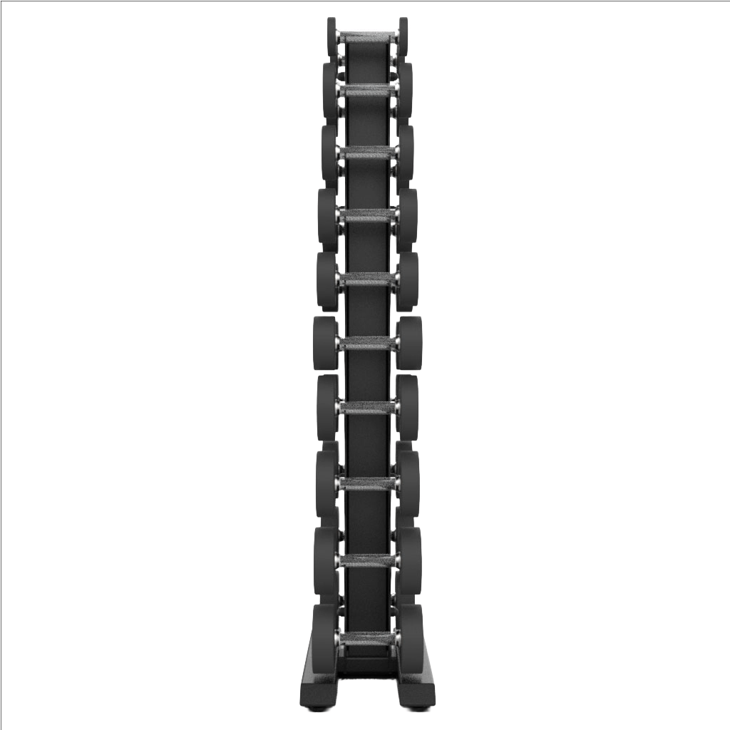 Vertical Dumbbell Rack with Premium Round Urethane Dumbbell Set - BLK BOX