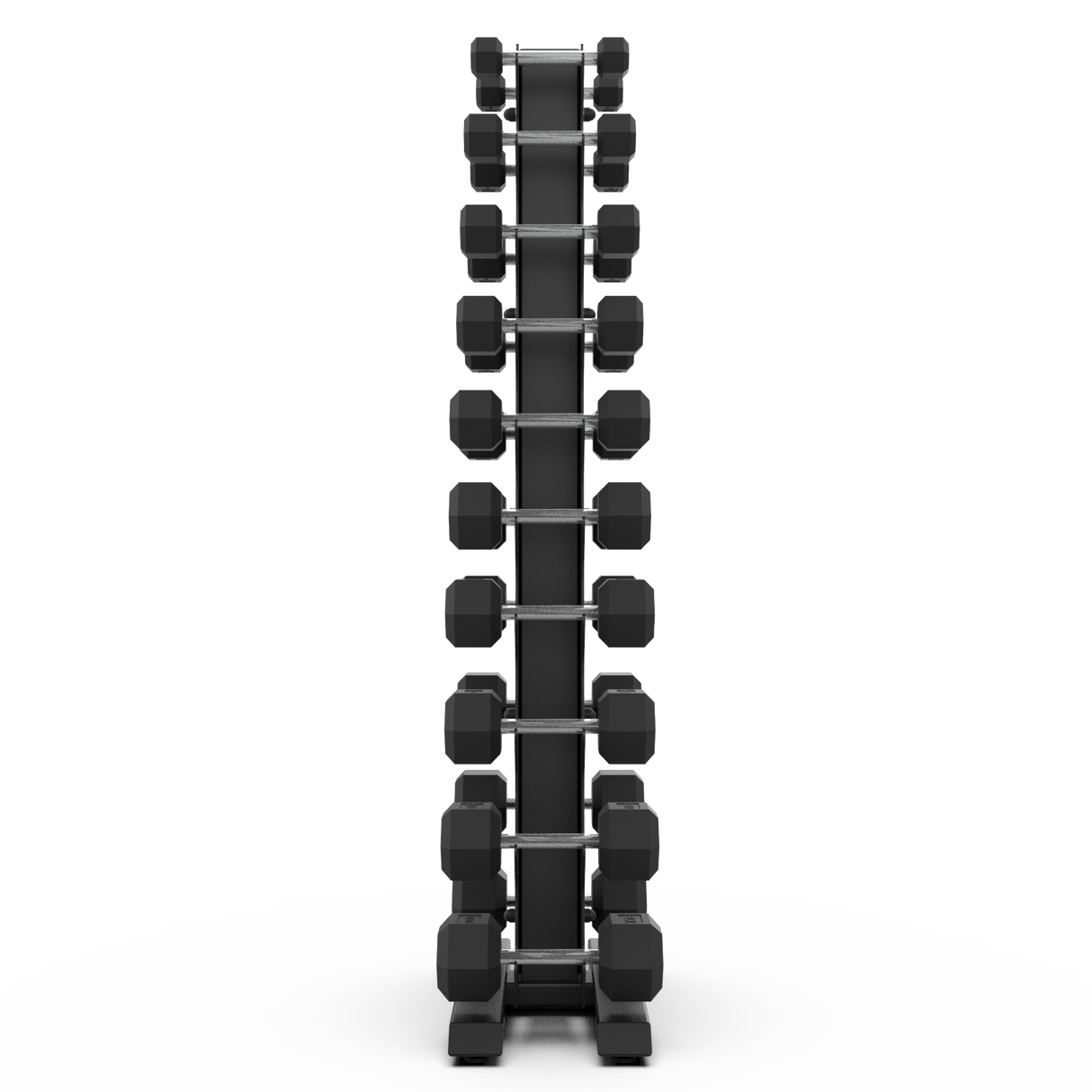 Vertical Dumbbell Rack with Rubber Hex DB Set - BLK BOX