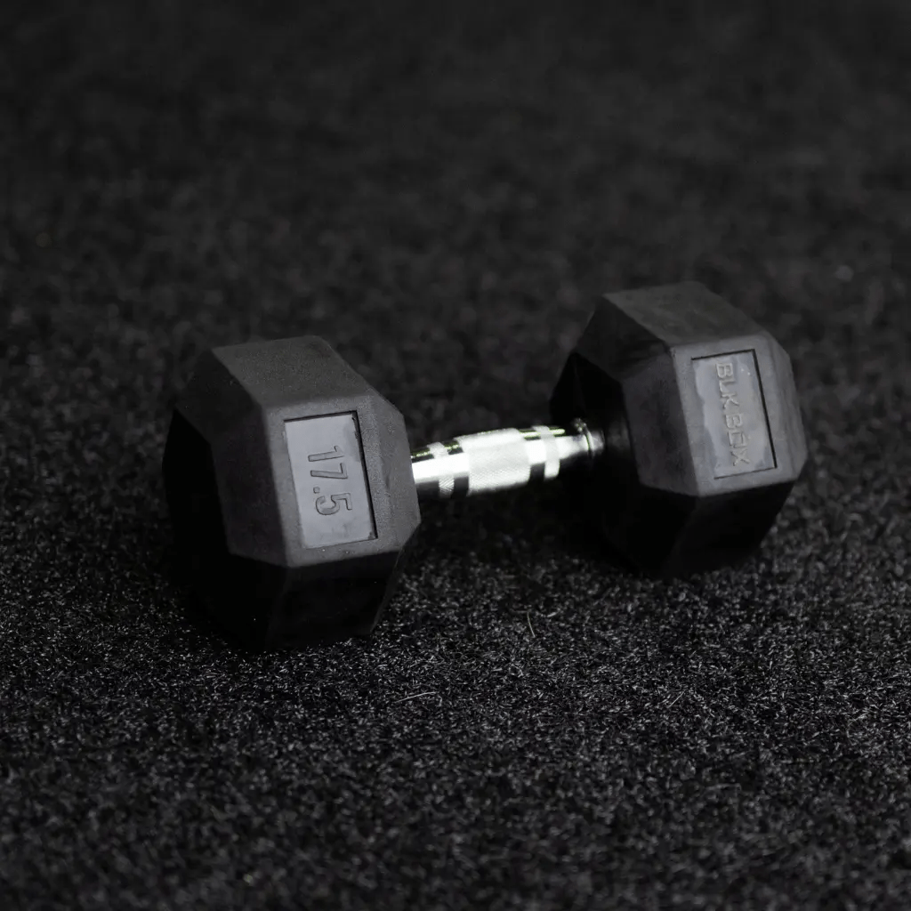 Rubber Hex Dumbbells (Sold Individually) - BLK BOX