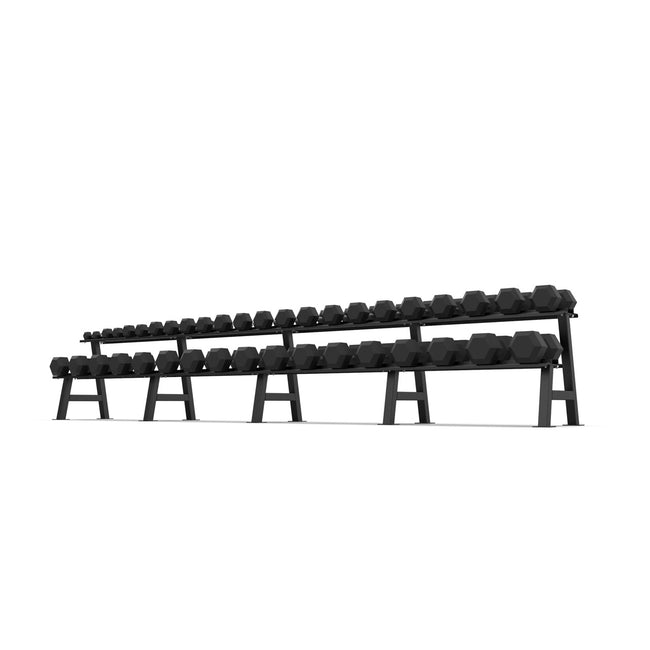 2 Tier Hex Dumbbell Rack with 2.5-50kg Hex Dumbbell Set