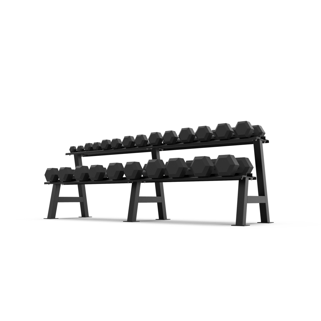 2 Tier Hex Dumbbell Rack with 2.5-30kg Hex Dumbbell Set