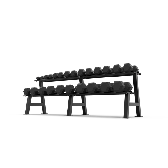 2 Tier Hex Dumbbell Rack with 2.5-30kg Hex Dumbbell Set