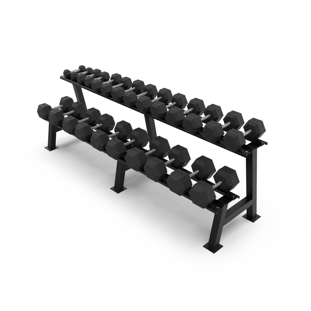 2 Tier Hex Dumbbell Rack with 2.5-30kg Hex Dumbbell Set
