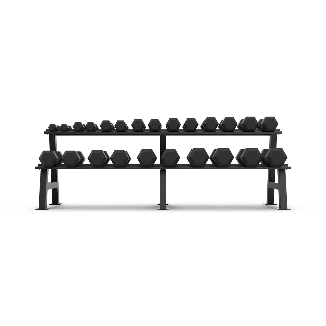 2 Tier Hex Dumbbell Rack with 2.5-30kg Hex Dumbbell Set