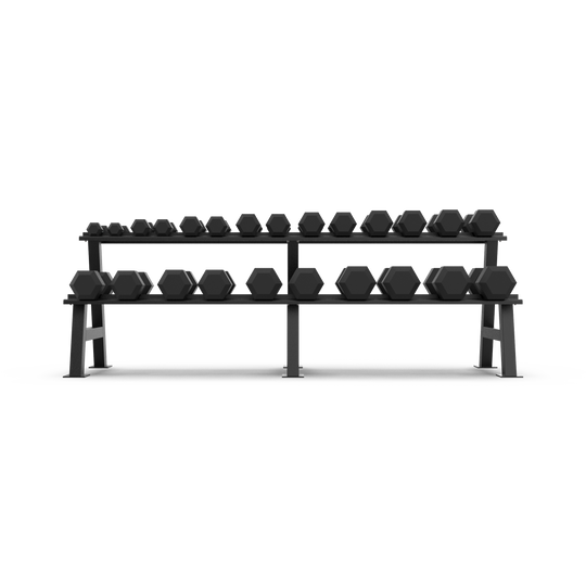 2 Tier Hex Dumbbell Rack with 2.5-30kg Hex Dumbbell Set