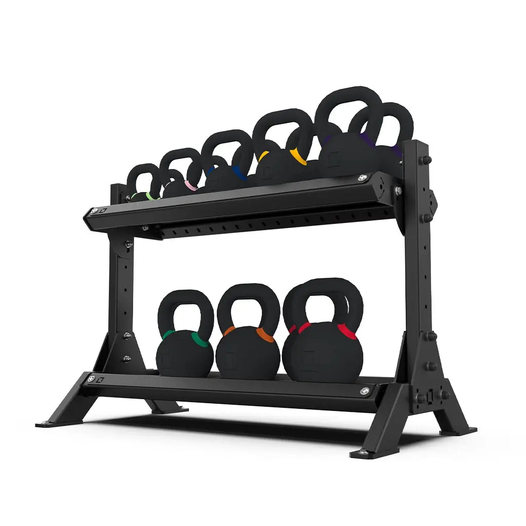 2 Tier 1.2m Kettlebell Rack with Kettlebell Set - BLK BOX