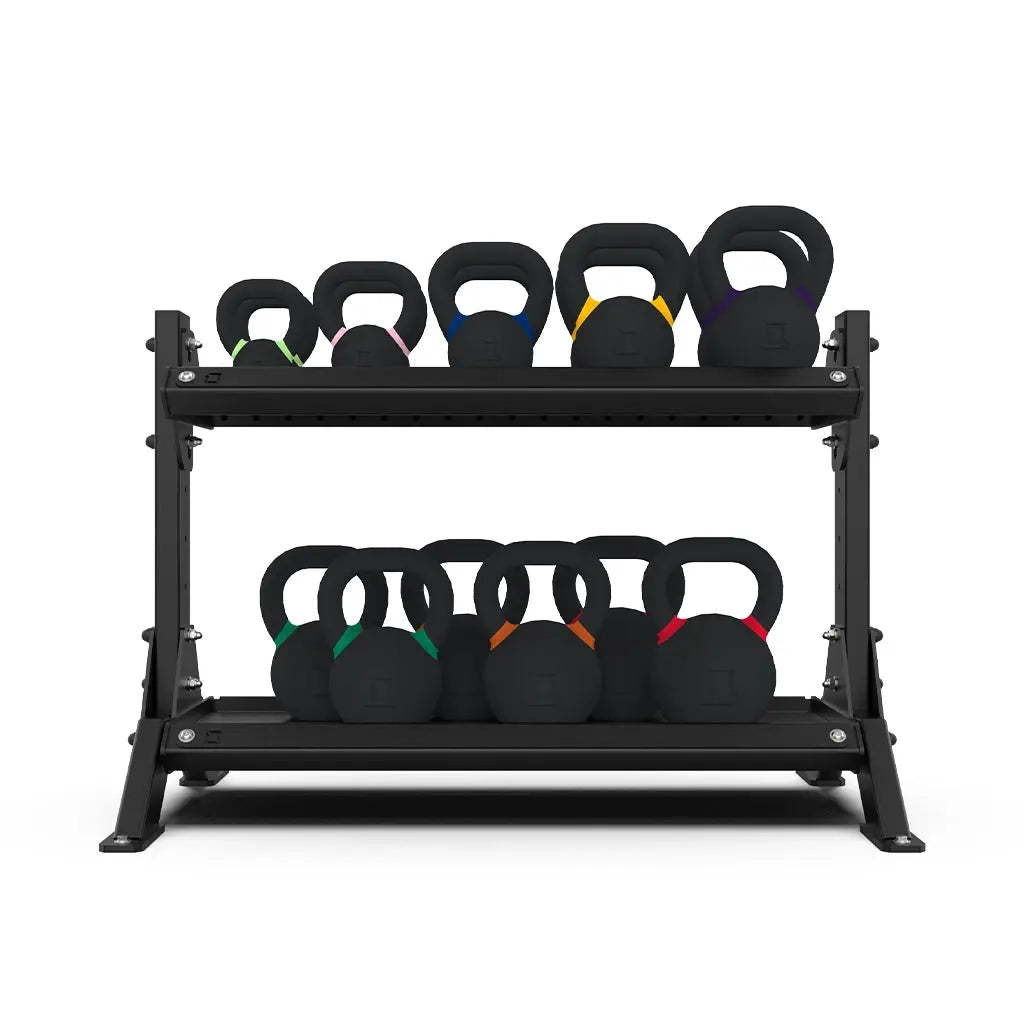 2 Tier 1.2m Kettlebell Rack with Kettlebell Set - BLK BOX