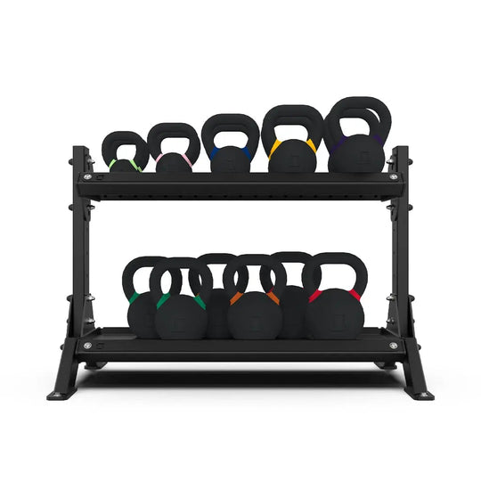 2 Tier 1.2m Kettlebell Rack with Kettlebell Set - BLK BOX