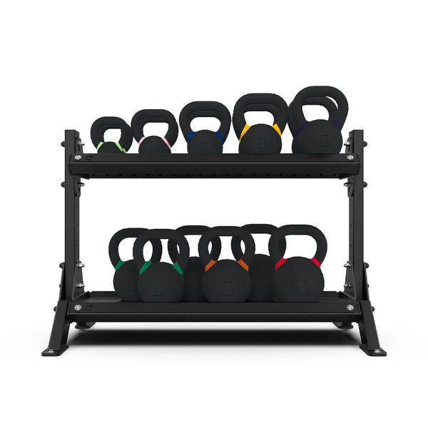 2 Tier 1.2m Kettlebell Rack with Kettlebell Set - BLK BOX