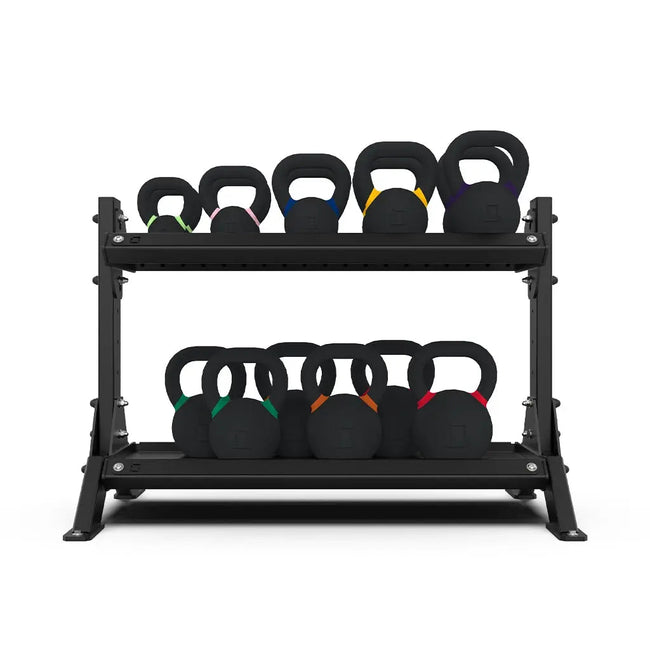 2 Tier 1.2m Kettlebell Rack with Kettlebell Set - BLK BOX