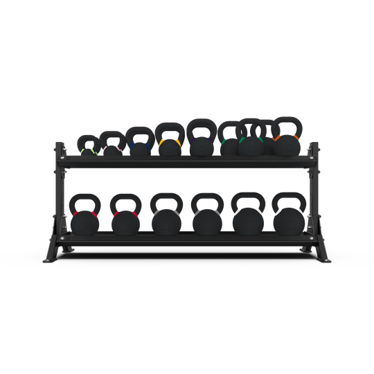 2 Tier 1.8m Kettlebell Rack with Kettlebell Set - BLK BOX