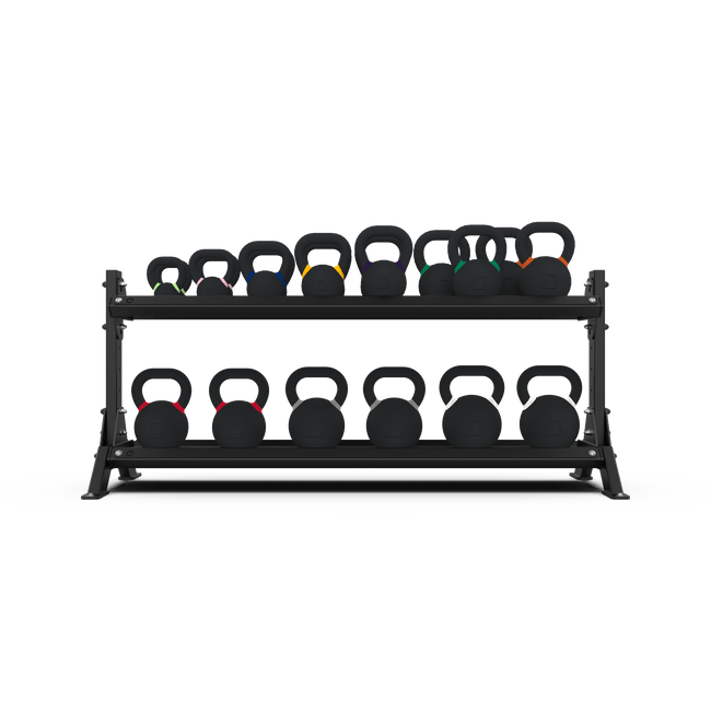 2 Tier 1.8m Kettlebell Rack with Kettlebell Set - BLK BOX