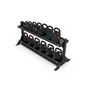 2 Tier 1.8m Kettlebell Rack with Kettlebell Set - BLK BOX