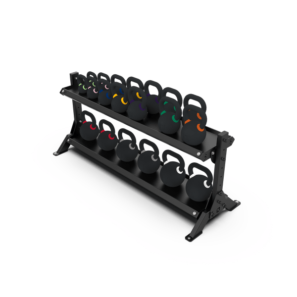 2 Tier 1.8m Kettlebell Rack with Kettlebell Set - BLK BOX