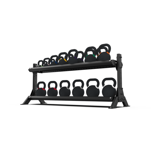 2 Tier 1.8m Kettlebell Rack with Kettlebell Set - BLK BOX