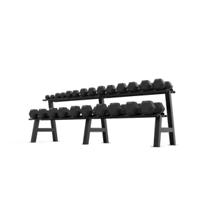 2 Tier Hex Dumbbell Rack with 2.5 - 30kg Hex Dumbbell Set | BLK BOX