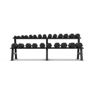 2 Tier Hex Dumbbell Rack with 2.5 - 30kg Hex Dumbbell Set - BLK BOX