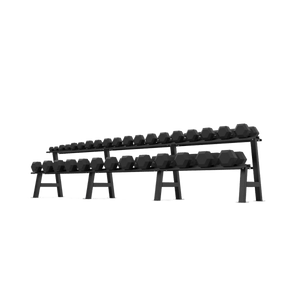 2 Tier Hex Dumbbell Rack with 2.5 - 40kg Hex Dumbbell Set | BLK BOX