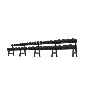 2 Tier Hex Dumbbell Rack with 2.5 - 50kg Hex Dumbbell Set | BLK BOX