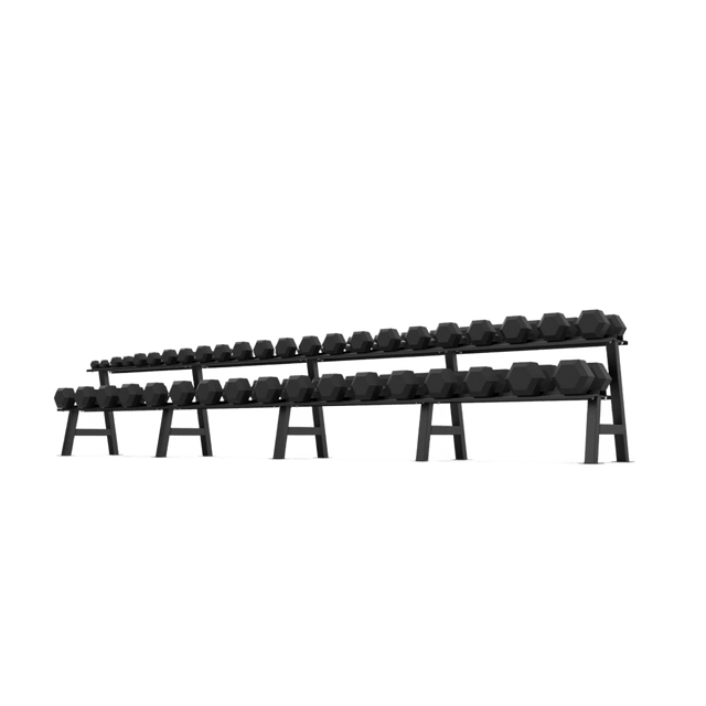 2 Tier Hex Dumbbell Rack with 2.5 - 50kg Hex Dumbbell Set | BLK BOX