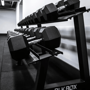 2 Tier Hex Dumbbell Rack with 2.5 - 50kg Hex Dumbbell Set - BLK BOX