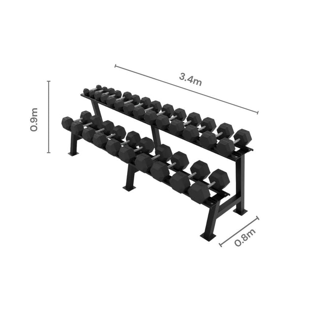 2 Tier Hex Dumbbell Rack with 2.5-40kg Hex Dumbbell Set