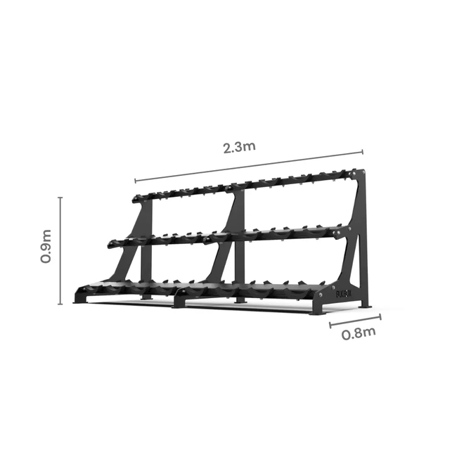 3 Tier Round Dumbbell Rack 2.5 - 30kg - BLK BOX