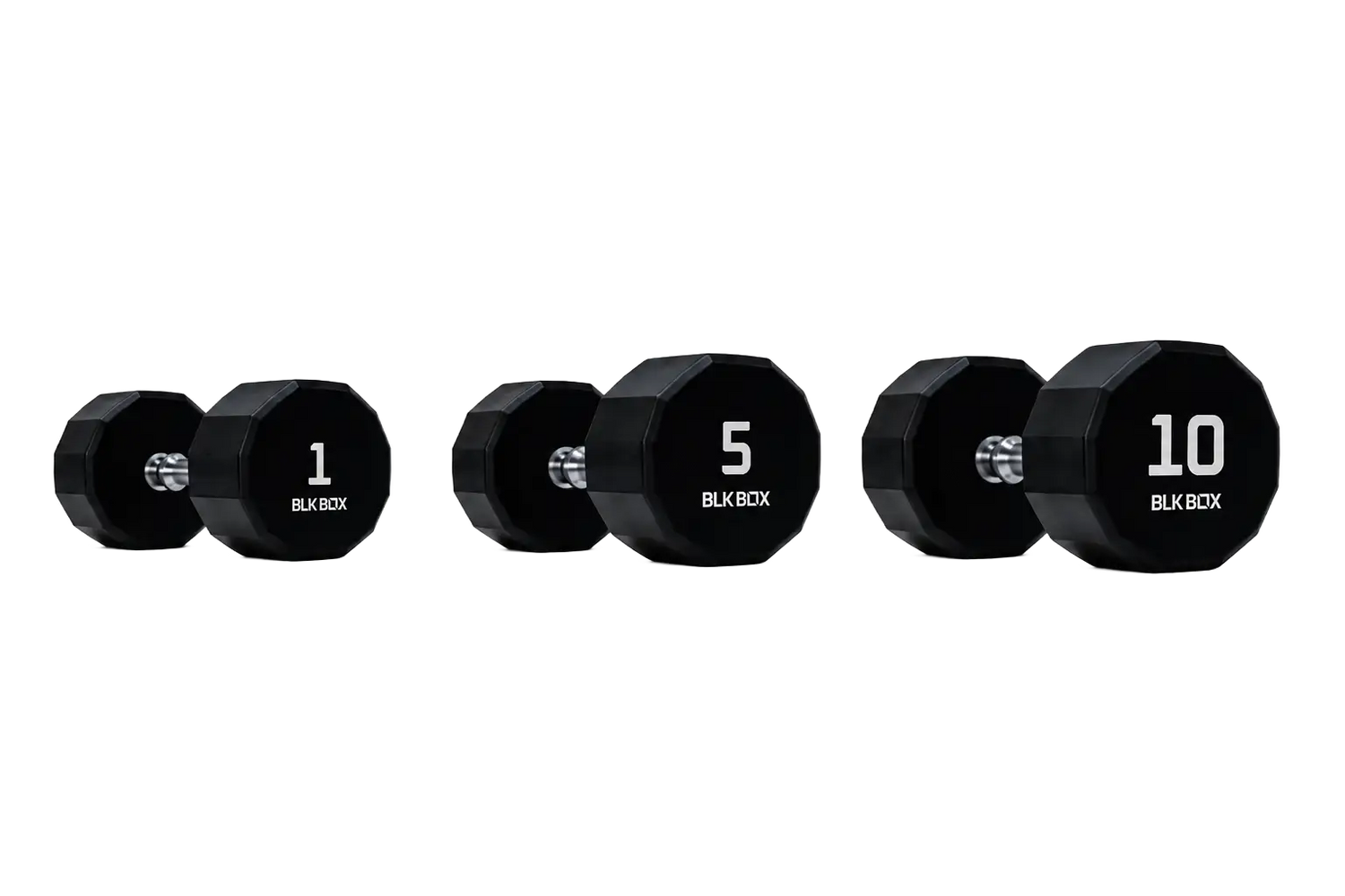 BLK BOX 12 Sided Urethane Dumbbell Set - (1-10kg) (10 pairs)
