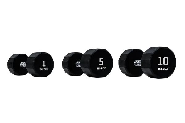 BLK BOX 12 Sided Urethane Dumbbell Set - (1-10kg) (10 pairs)