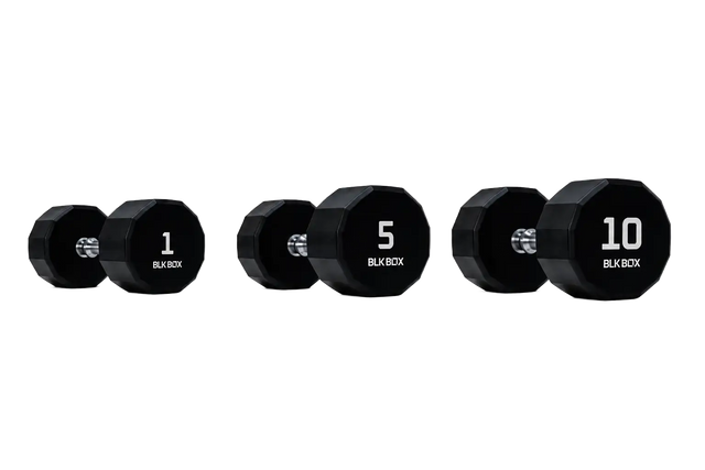 BLK BOX 12 Sided Urethane Dumbbell Set - (1-10kg) (10 pairs)