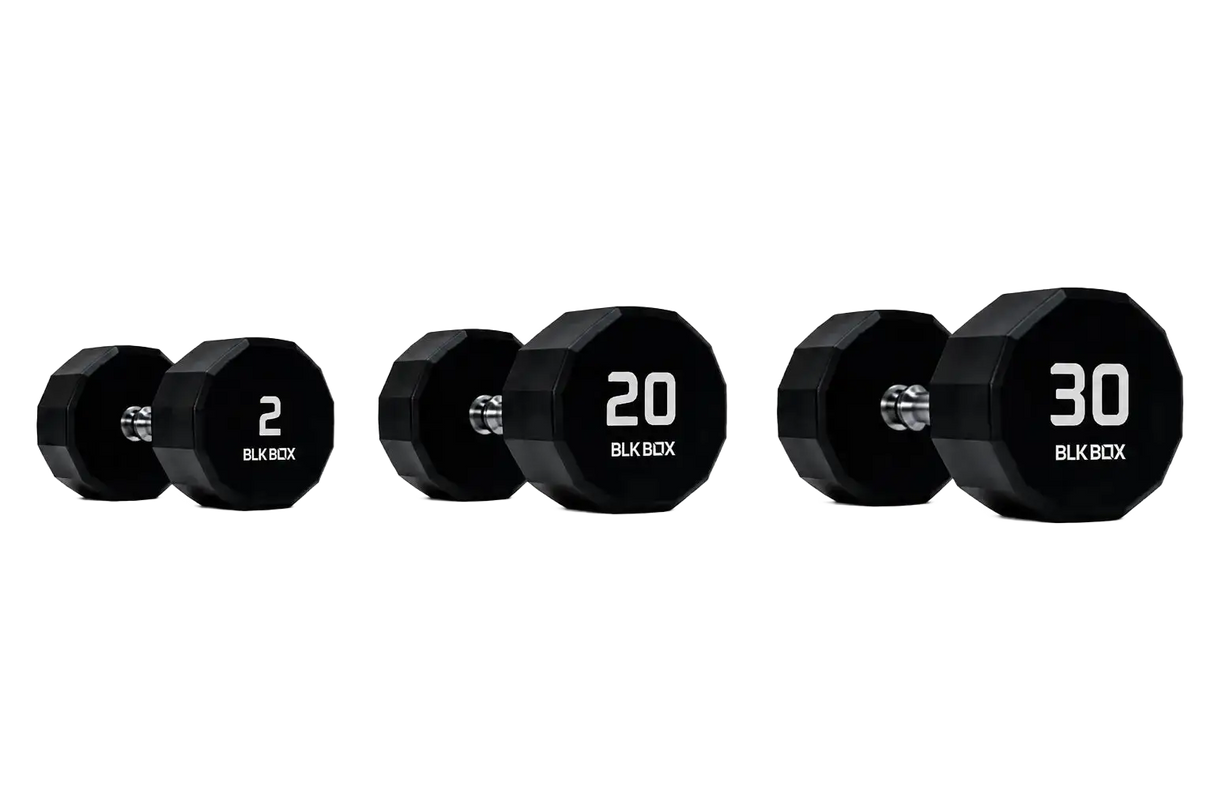BLK BOX 12 Sided Urethane Dumbbell Set - (2-30kg) (15 pairs)