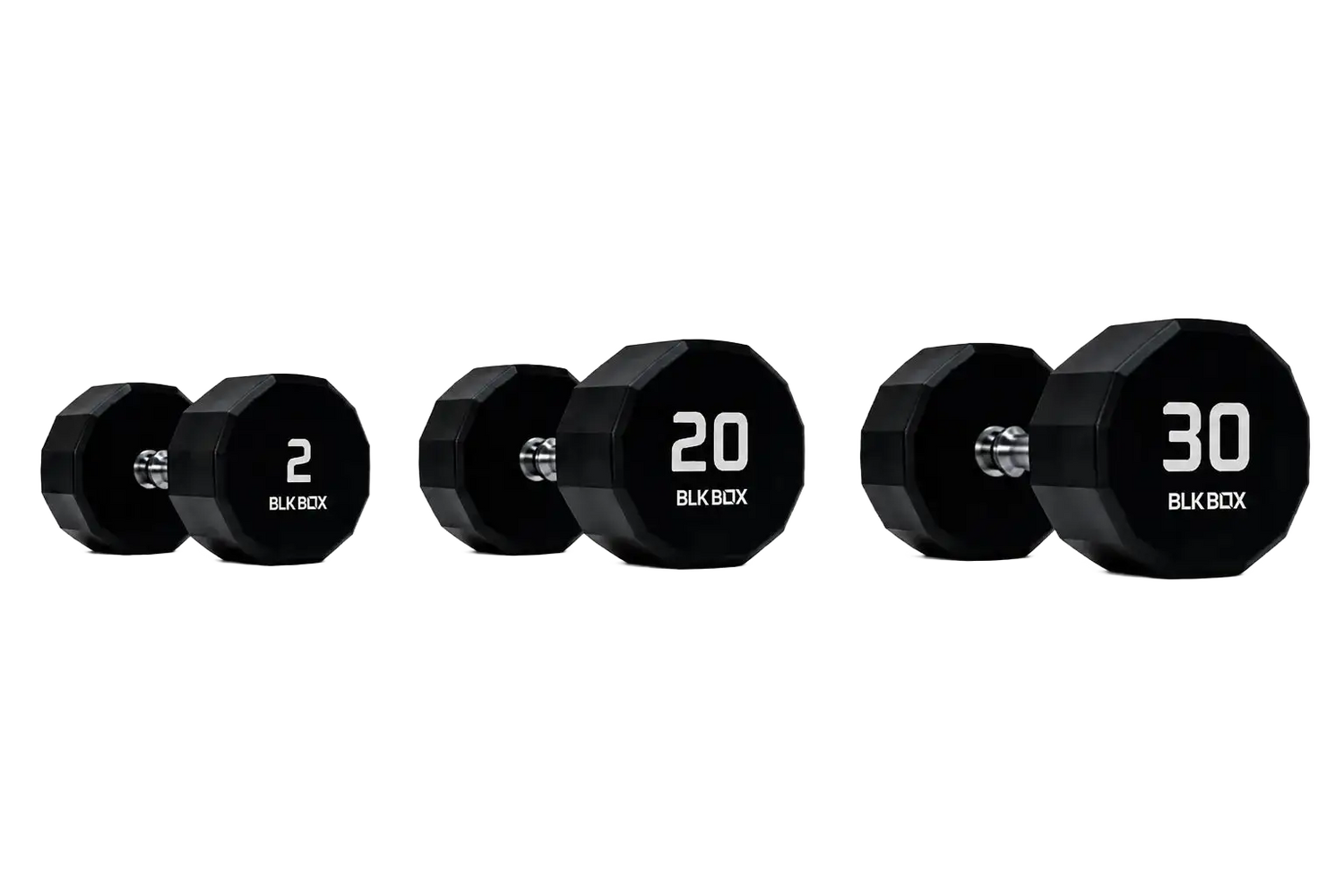BLK BOX 12 Sided Urethane Dumbbell Set - (2-30kg) (15 pairs)
