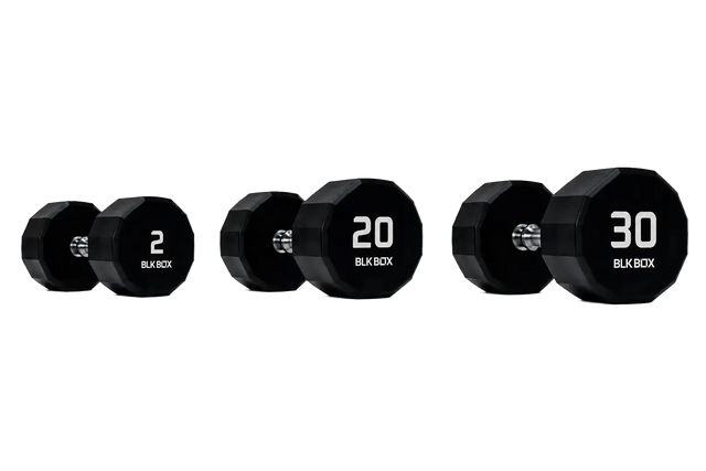 BLK BOX 12 Sided Urethane Dumbbell Set - (2-30kg) (15 pairs)