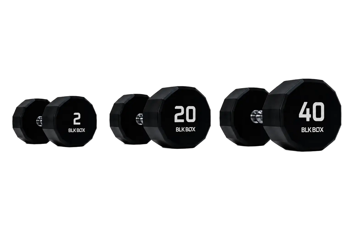 BLK BOX 12 Sided Urethane Dumbbell Set - (2-40kg) (20 pairs)