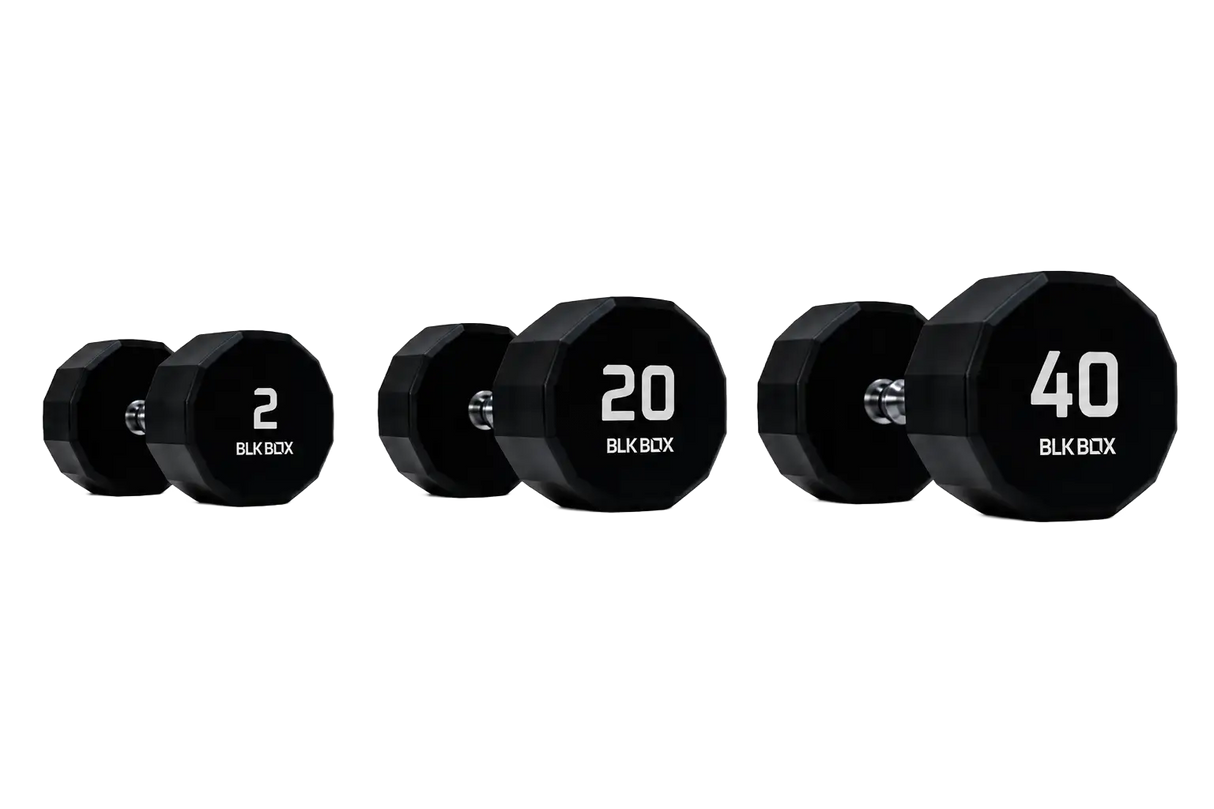 BLK BOX 12 Sided Urethane Dumbbell Set - (2-40kg) (20 pairs)