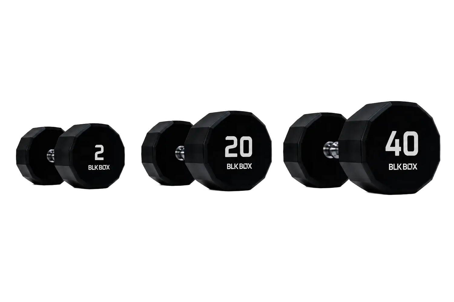 BLK BOX 12 Sided Urethane Dumbbell Set - (2-40kg) (20 pairs)