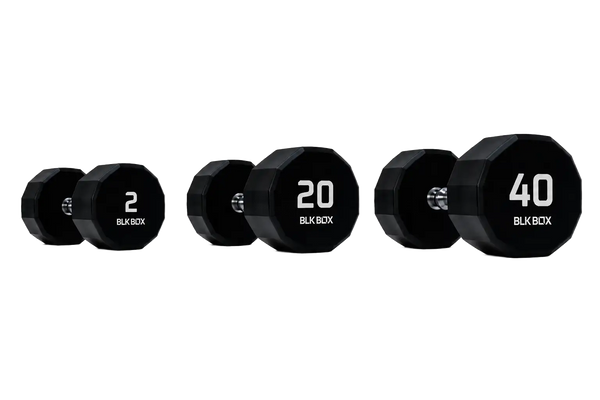 BLK BOX 12 Sided Urethane Dumbbell Set - (2-40kg) (20 pairs)