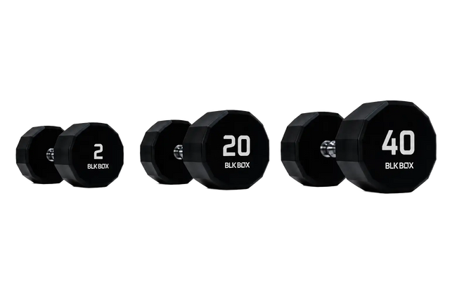 BLK BOX 12 Sided Urethane Dumbbell Set - (2-40kg) (20 pairs)