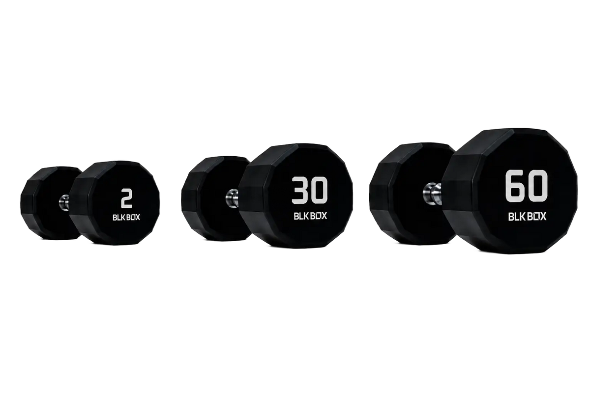 BLK BOX 12 Sided Urethane Dumbbell Set - (2-60kg) (30 pairs)